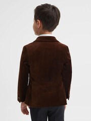 Reiss Chocolate Brown Apsara Slim Fit Velvet Single Breasted Blazer - Image 5 of 6