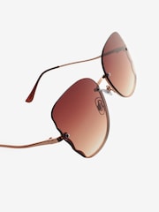 Rose Gold Rimless Cat Eye Sunglasses - Image 4 of 5