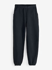 Black Heavyweight Brushed Fleece Lined High Waist Cuffed Joggers - Image 6 of 7