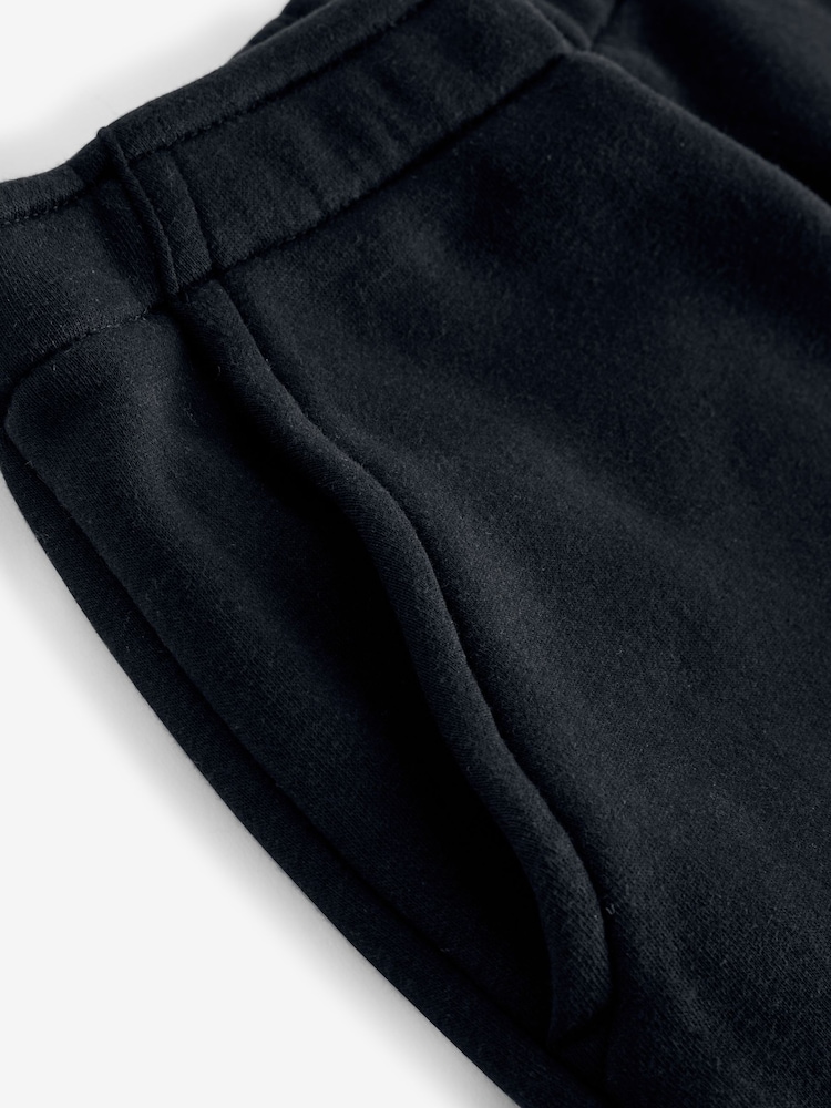 Black Heavyweight Brushed Fleece Lined High Waist Cuffed Joggers - Image 7 of 7