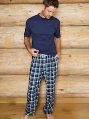 The Little Tailor Blue Checked Flannel Relaxed Christmas Pyjamas - Image 1 of 4