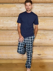 The Little Tailor Blue Checked Flannel Relaxed Christmas Pyjamas - Image 2 of 4