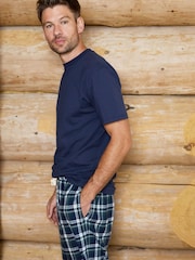 The Little Tailor Blue Checked Flannel Relaxed Christmas Pyjamas - Image 3 of 4