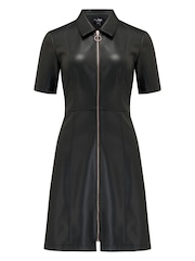 Pour Moi Black Ella Faux Leather Zip Through Mini Dress - Image 3 of 4