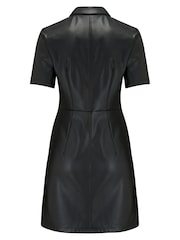 Pour Moi Black Ella Faux Leather Zip Through Mini Dress - Image 4 of 4