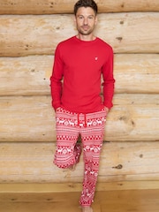 The Little Tailor Red Cotton Reindeer Fairisle Pattern Christmas Pyjamas - Image 2 of 5