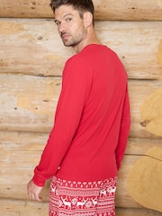 The Little Tailor Red Cotton Reindeer Fairisle Pattern Christmas Pyjamas - Image 3 of 5