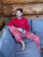 The Little Tailor Red Cotton Reindeer Fairisle Pattern Christmas Pyjamas - Image 5 of 5