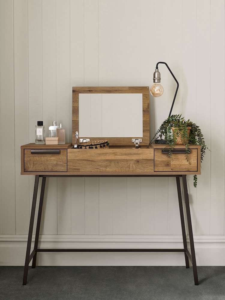 Dark Bronx Oak Effect 2 Drawer Dressing Table - Image 1 of 11