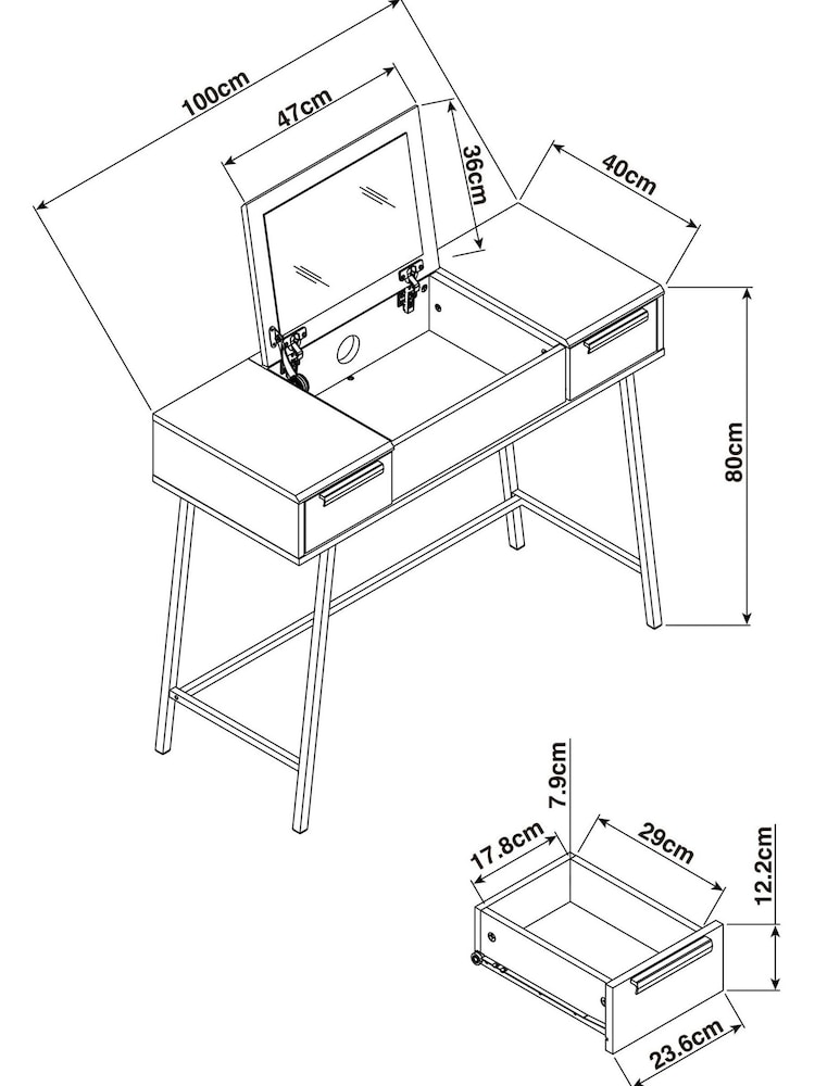 Dark Bronx Oak Effect 2 Drawer Dressing Table - Image 4 of 11