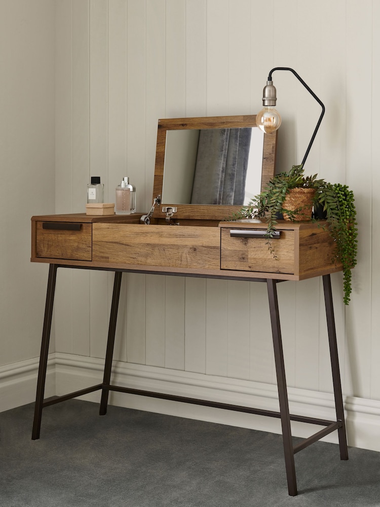 Dark Bronx Oak Effect 2 Drawer Dressing Table - Image 5 of 11
