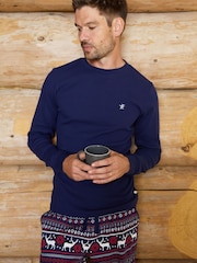 The Little Tailor Blue Cotton Reindeer Fairisle Pattern Christmas Pyjamas - Image 2 of 5