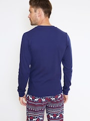 The Little Tailor Blue Cotton Reindeer Fairisle Pattern Christmas Pyjamas - Image 4 of 5