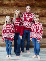 The Little Tailor Red Cotton Winter Fairisle Christmas Cardigan - Image 6 of 6