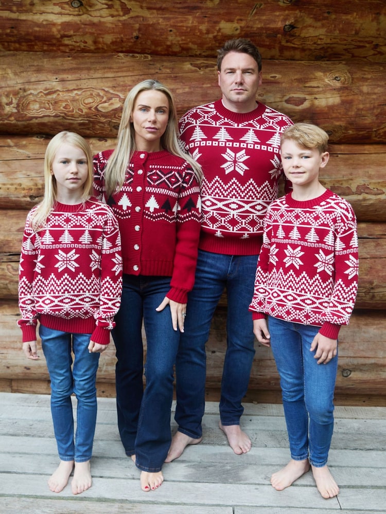 The Little Tailor Red Cotton Winter Fairisle Christmas Cardigan - Image 6 of 6 The Little Tailor Red Cotton Winter Fairisle Christmas Cardigan - Image 6 of 6