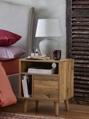 Dark Bronx Oak Effect Multi Bedside Table - Image 1 of 9