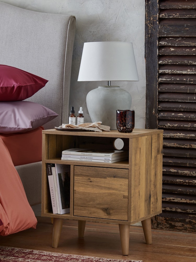 Dark Bronx Oak Effect Multi Bedside Table - Image 1 of 9