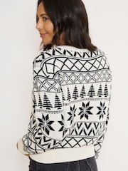 The Little Tailor Cream/Black Cotton Fitted Winter Fairisle Christmas Jumper - Image 4 of 5