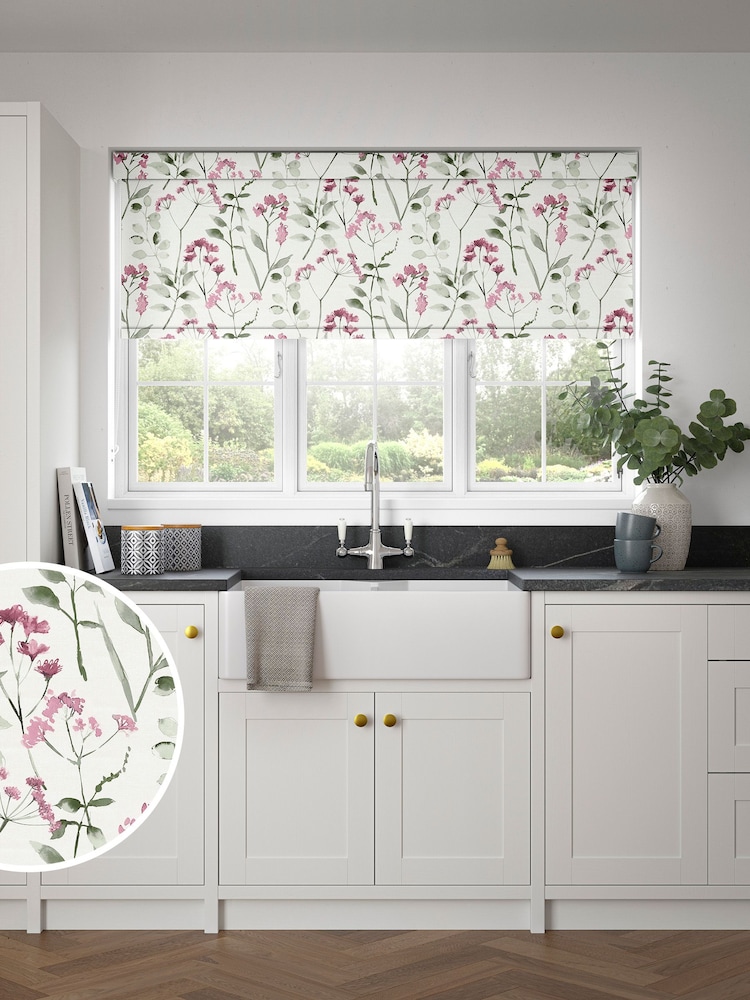 Rose Pink Isla Floral Made to Measure Roller Blind - Image 1 of 6