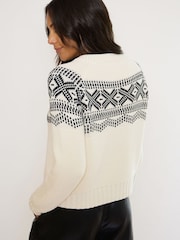 The Little Tailor Cream Cotton Winter Fairisle Christmas Cardigan - Image 5 of 6