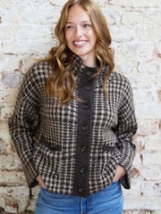 The Little Tailor Brown Florence' Dog Tooth Design Knit Jacket - Image 1 of 6