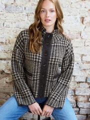 The Little Tailor Brown Florence' Dog Tooth Design Knit Jacket - Image 2 of 6