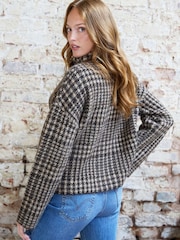 The Little Tailor Brown Florence' Dog Tooth Design Knit Jacket - Image 3 of 6