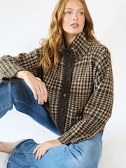 The Little Tailor Brown Florence' Dog Tooth Design Knit Jacket - Image 6 of 6