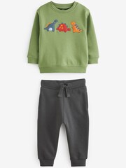 Green Embroidered Character Sweatshirt and Joggers Set (3mths-7yrs) - Image 4 of 6