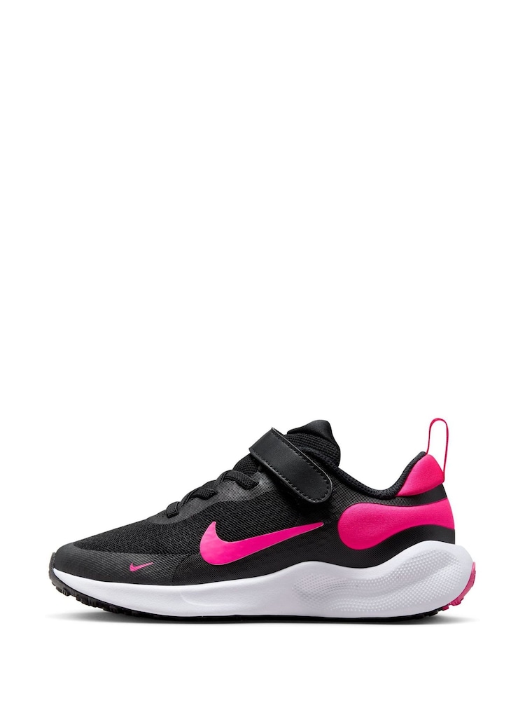Nike Black/Pink Junior Revolution 7 Trainers - Image 2 of 12