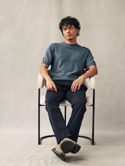 Slate Grey Knitted Textured Regular Fit T-Shirt - Image 2 of 7