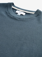 Slate Grey Knitted Textured Regular Fit T-Shirt - Image 5 of 7