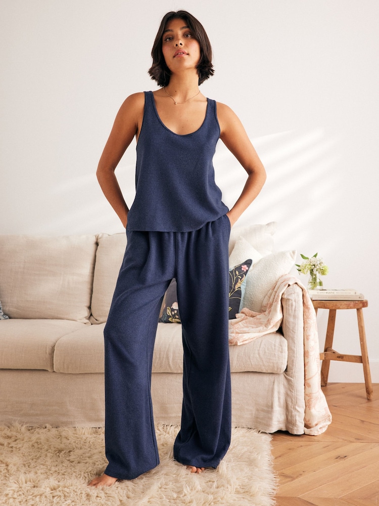 marine - Pantalon Laura Ashley Lounge en maille - Image 1 of 6