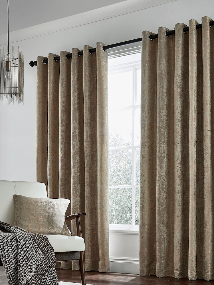 Helena Springfield Natural Truffle Roma Lined Eyelet Curtains - Image 1 of 1