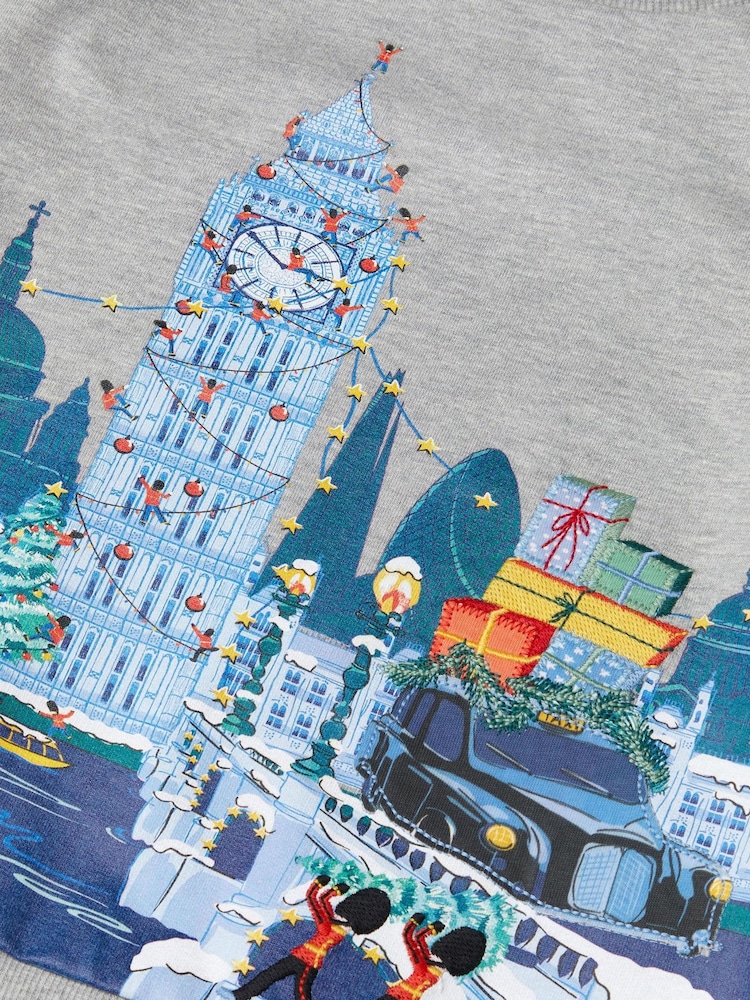 Monsoon Grey London Graphic Christmas Sweatshirt - Image 3 of 3
