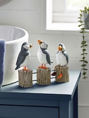 Black/White Set of 3 Ornaments Puffin - Image 1 of 3