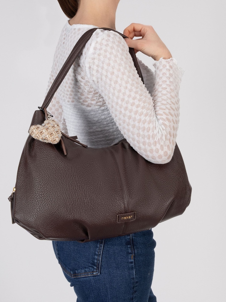 Rieker Brown Zipper Shoulder Bag - Image 1 of 5 Rieker Brown Zipper Shoulder Bag - Image 1 of 5