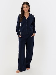 Threadbare Blue Petite Cardigan & Jogger Sweat Set - Image 1 of 5