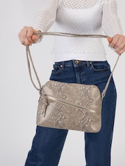 Rieker Grey Snakeprint Zipper Shoulder Bag - Image 1 of 8