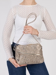 Rieker Grey Snakeprint Zipper Shoulder Bag - Image 2 of 8