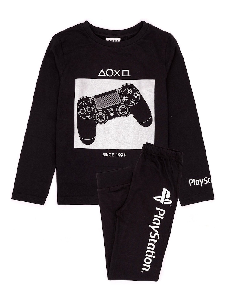 Vanilla Underground Black Playstation Boys Licensed Long Leg Pyjamas Set - Image 1 of 5