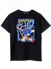 Vanilla Underground Black Boys Sonic 100% Cotton T-Shirt - Image 1 of 5