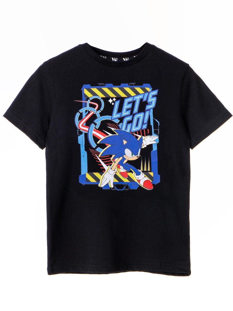 Vanilla Underground Black Boys Sonic 100% Cotton T-Shirt - Image 1 of 5
