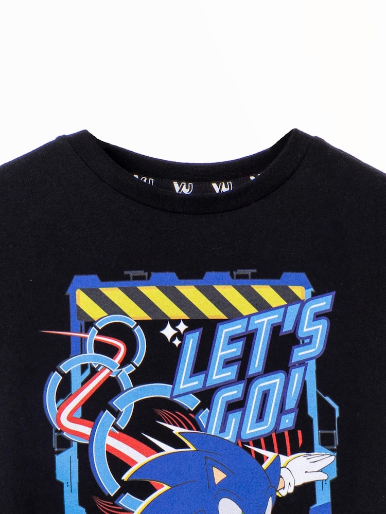Vanilla Underground Black Boys Sonic 100% Cotton T-Shirt - Image 2 of 5
