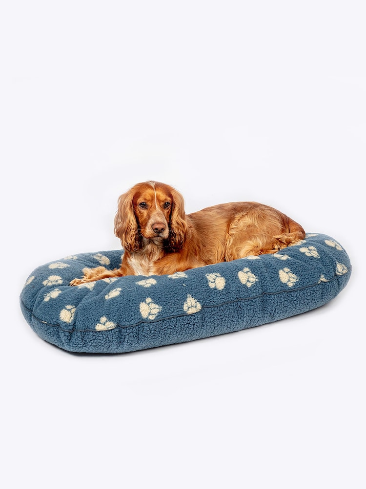 Danish Designs Blue Fleece Harbour Paw Quilted Mattress Dog Bed - Image 1 of 4