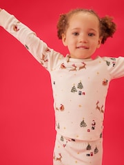 MORI Cream Supersoft Christmas Sleigh Pyjamas Set - Image 2 of 4