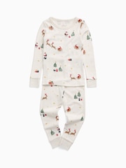 MORI Cream Supersoft Christmas Sleigh Pyjamas Set - Image 3 of 4