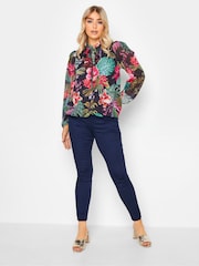 M&Co Black Ruched Neck Blouse - Image 3 of 4