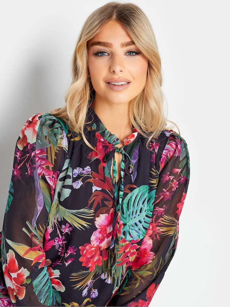 M&Co Black Ruched Neck Blouse - Image 4 of 4