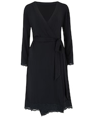 Pour Moi Black Sofa Loves Lace Jersey Wrap Gown - Image 2 of 3